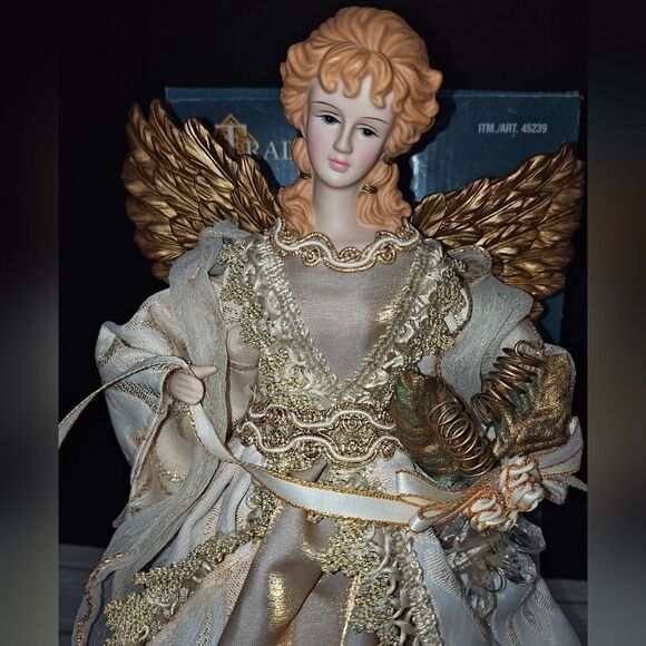 Traditions Vintage Angel Christmas Holiday Tree Topper With 2 Angel Ornaments - Picture 7 of 12